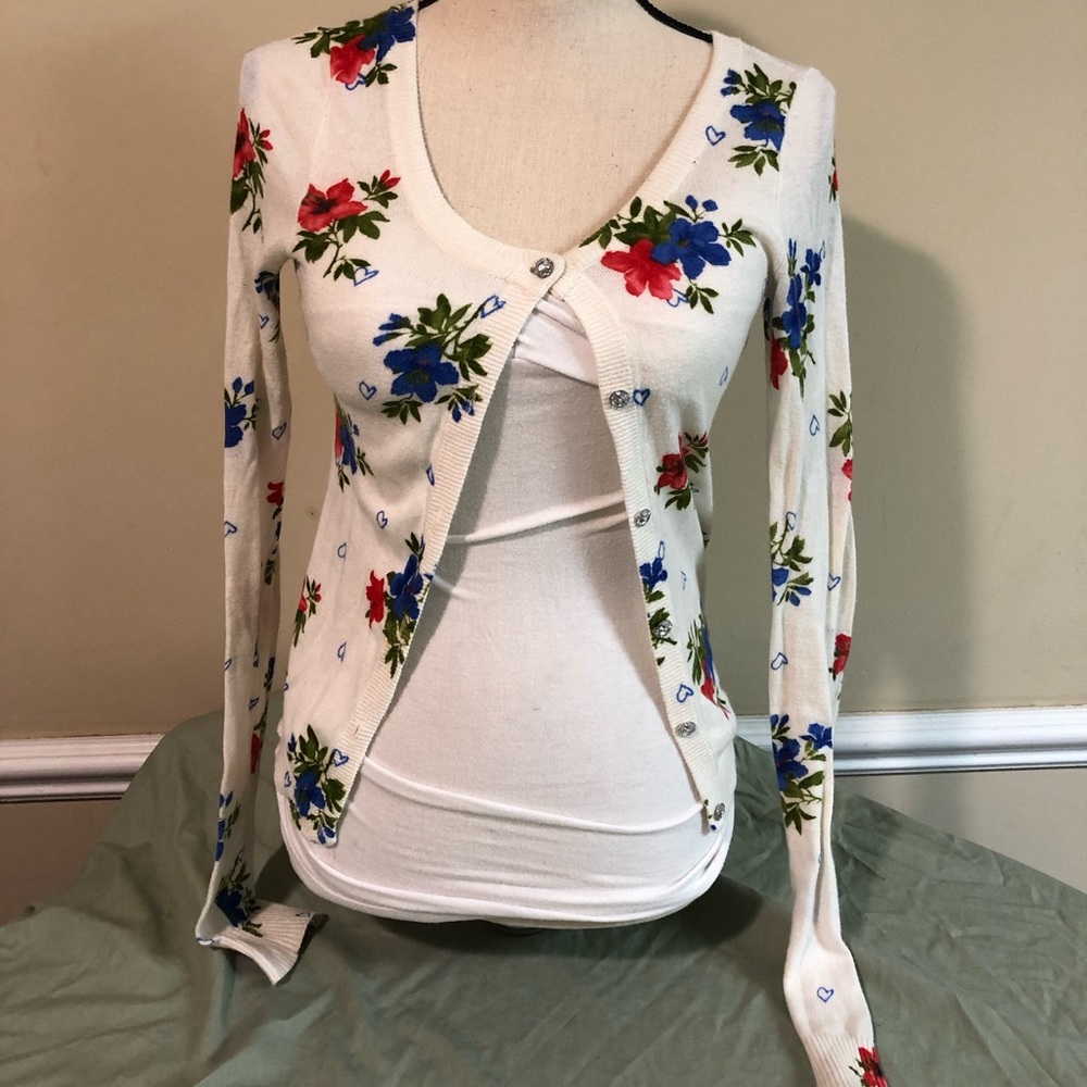 Hollister Flower Sweater Cardigan
